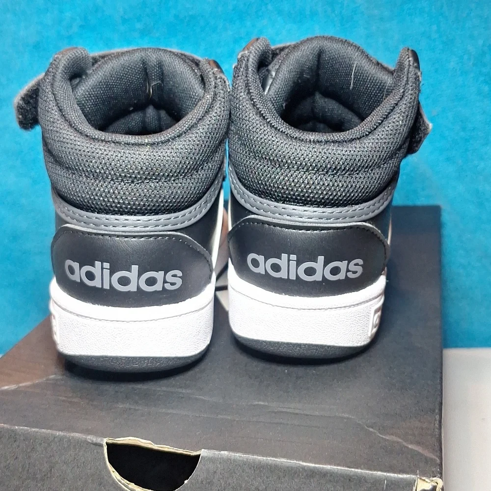 Like New Toddler Adidas Hoops Mid 2.0 Sneakers Toddler Shoes Size 7.5 Black - Picture 3 of 10